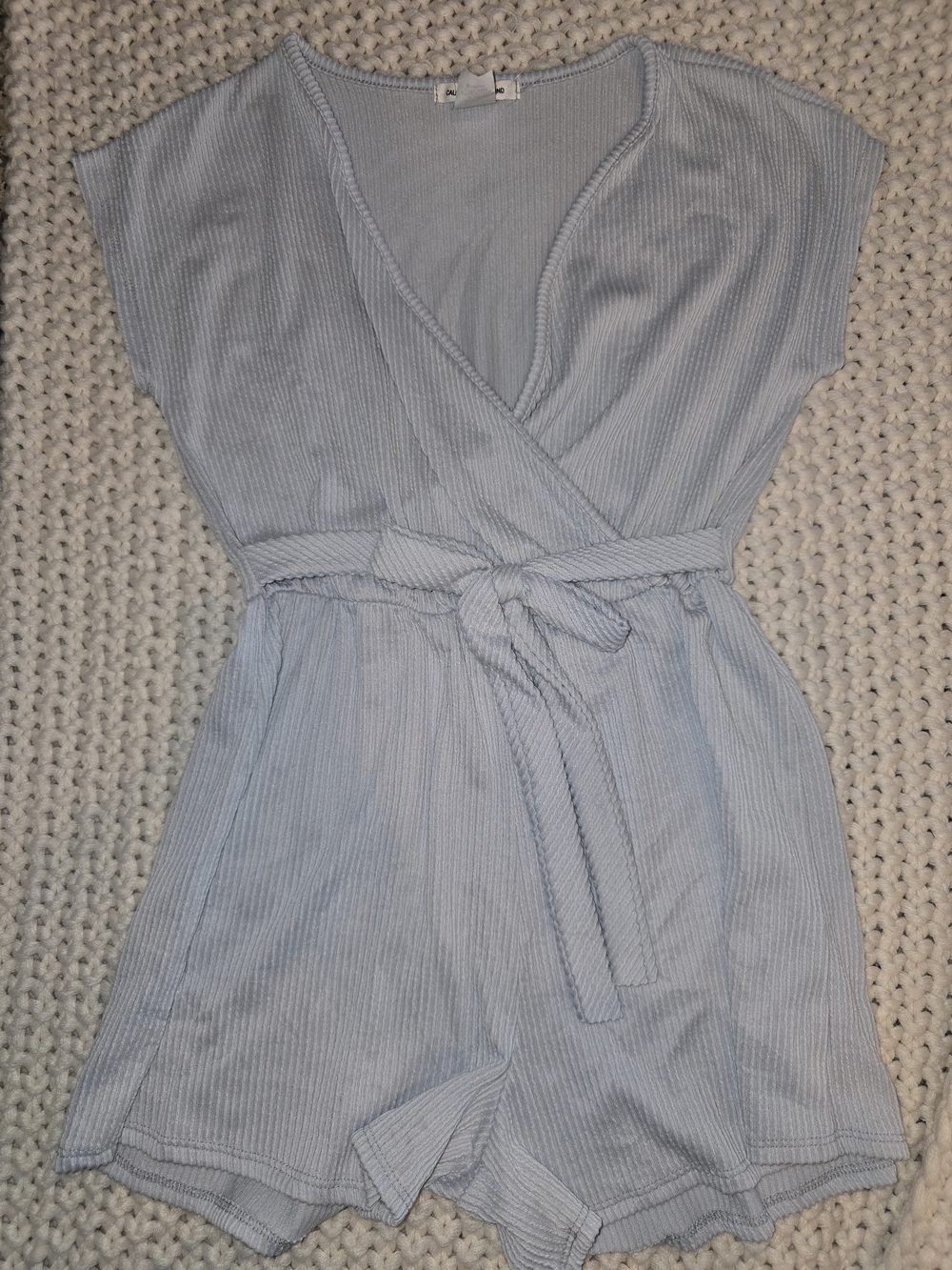 Caution To The Wind Light Blue Ribbed Tank Top